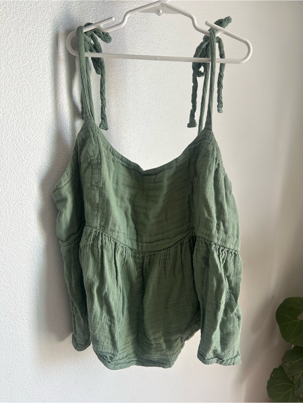 Old Navy Sage Green Tie-Shoulder Babydoll Tank